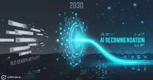 The future of AI search visualization contrasting traditional search versus synthesized recommendations
